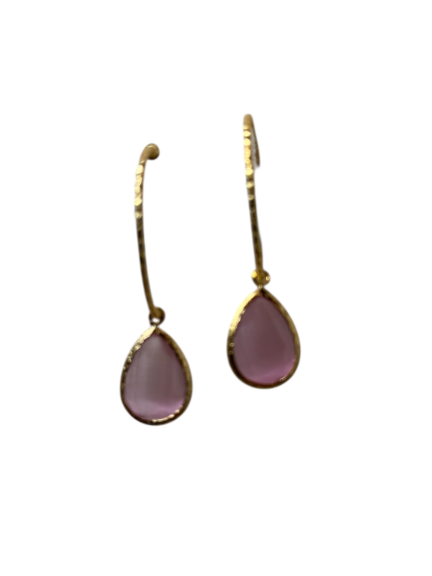 Cats Eye Hammered Hoop Earrings