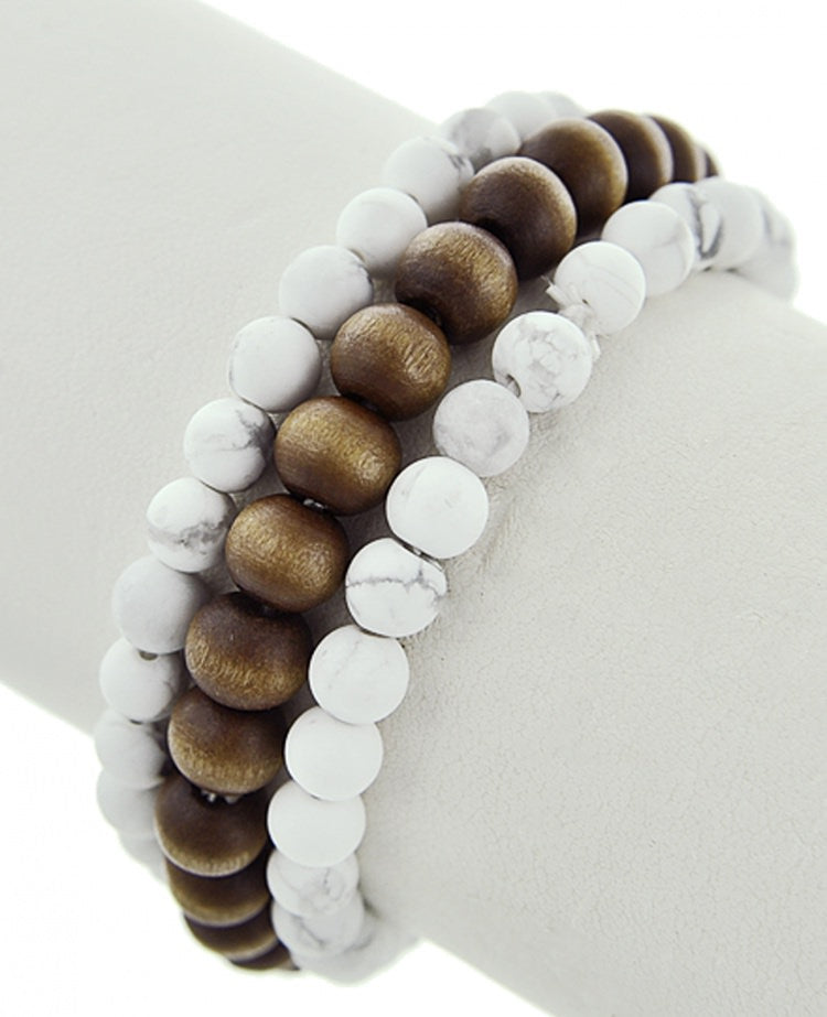 Marble Moon Stone Bead Bracelet