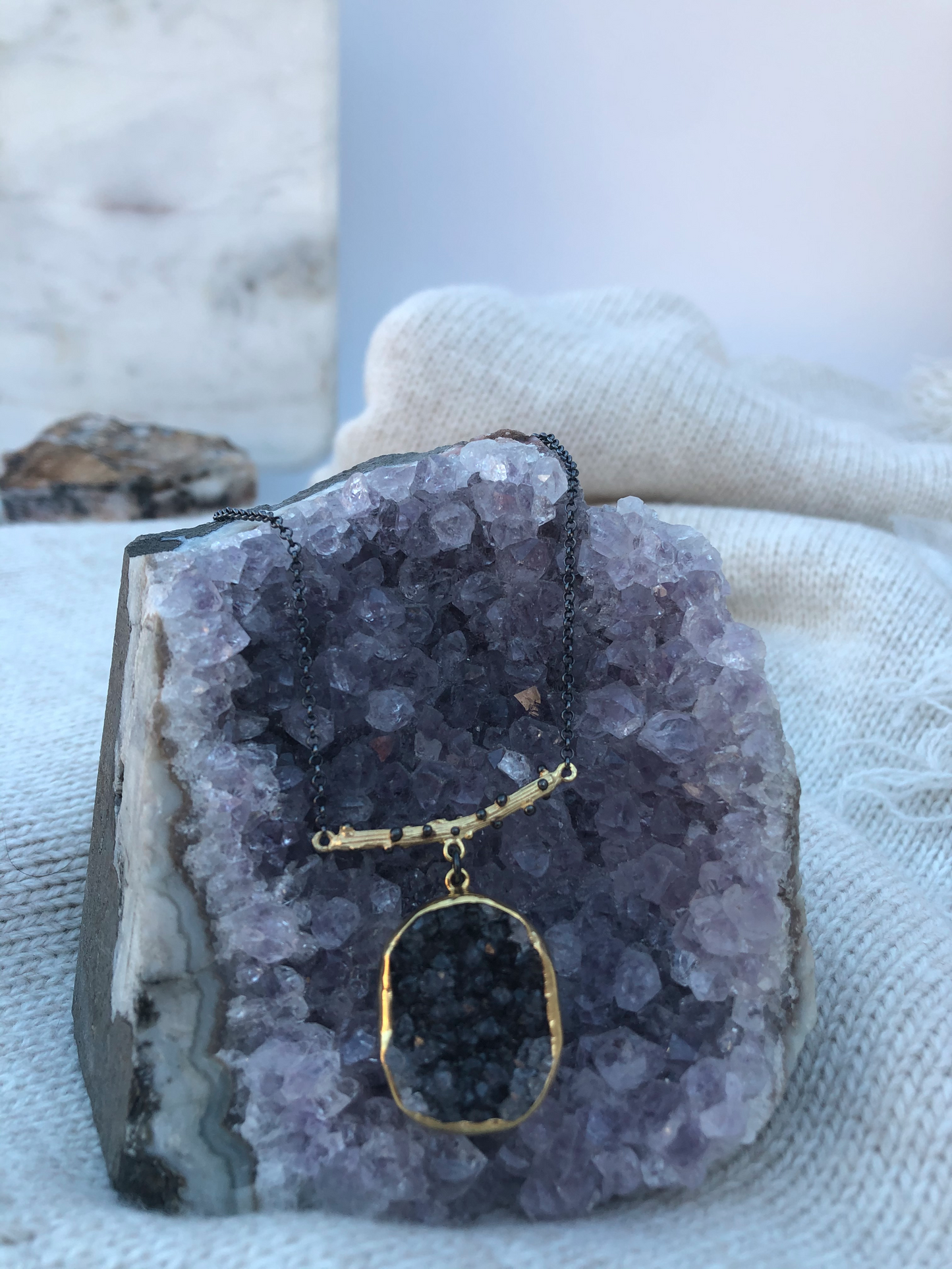 amethyst, druzy, birthstone, necklace, crystals, naturalglitter