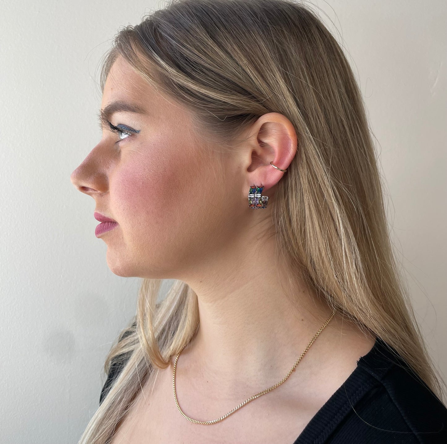 Stack Rainbow Baguette Hoops