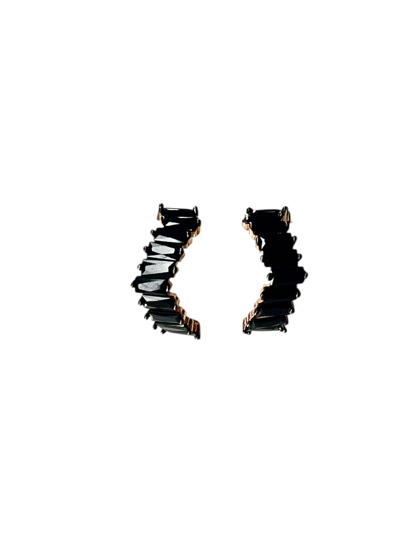 Helix Black Baguette Hoop Earrings