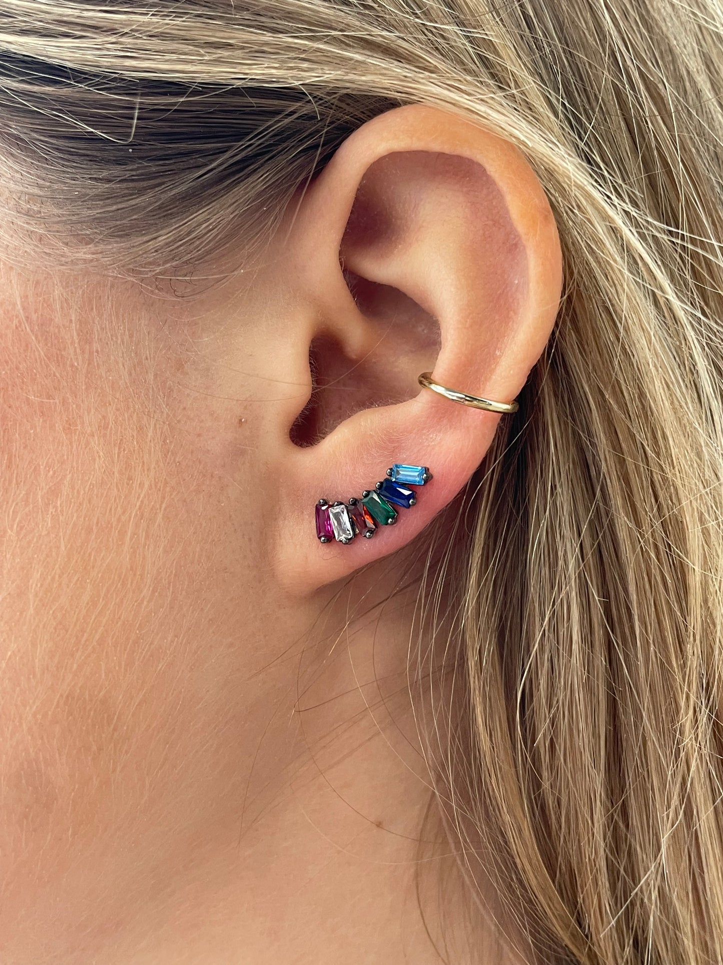 Raindow Baguette Studs