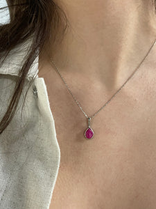 Faceted Ruby Pendant with Sterling Silver Chain