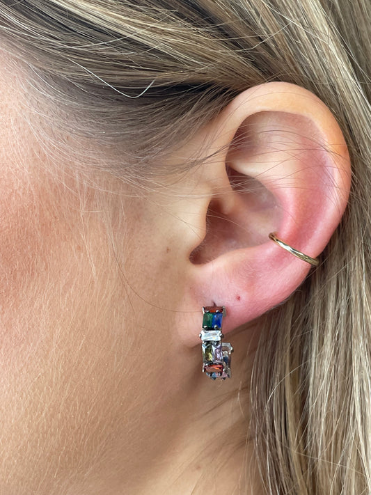 Stack Rainbow Baguette Hoops
