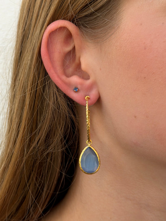 Cats Eye Hammered Hoop Earrings