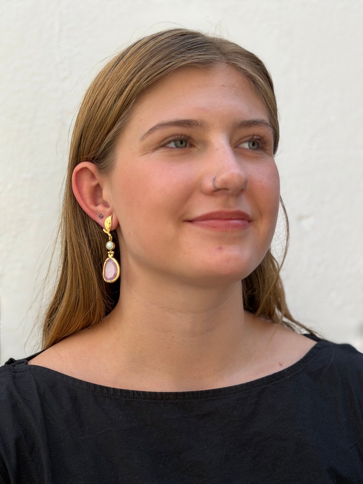 Cats Eye Leafy Dangly Earrings