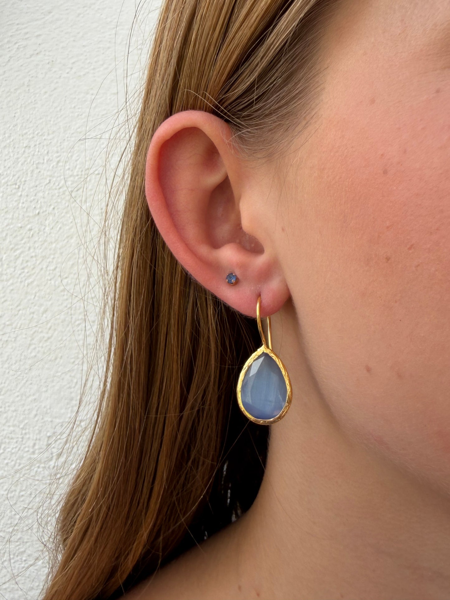 Cats Eye Tear Drop Fish Hook Earrings