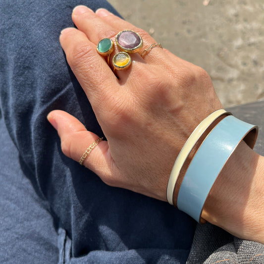 Cats Eye Triple Stone Ring
