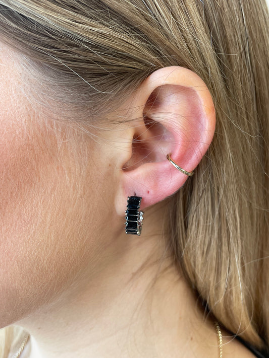 Black Baguette Hoop Earrings