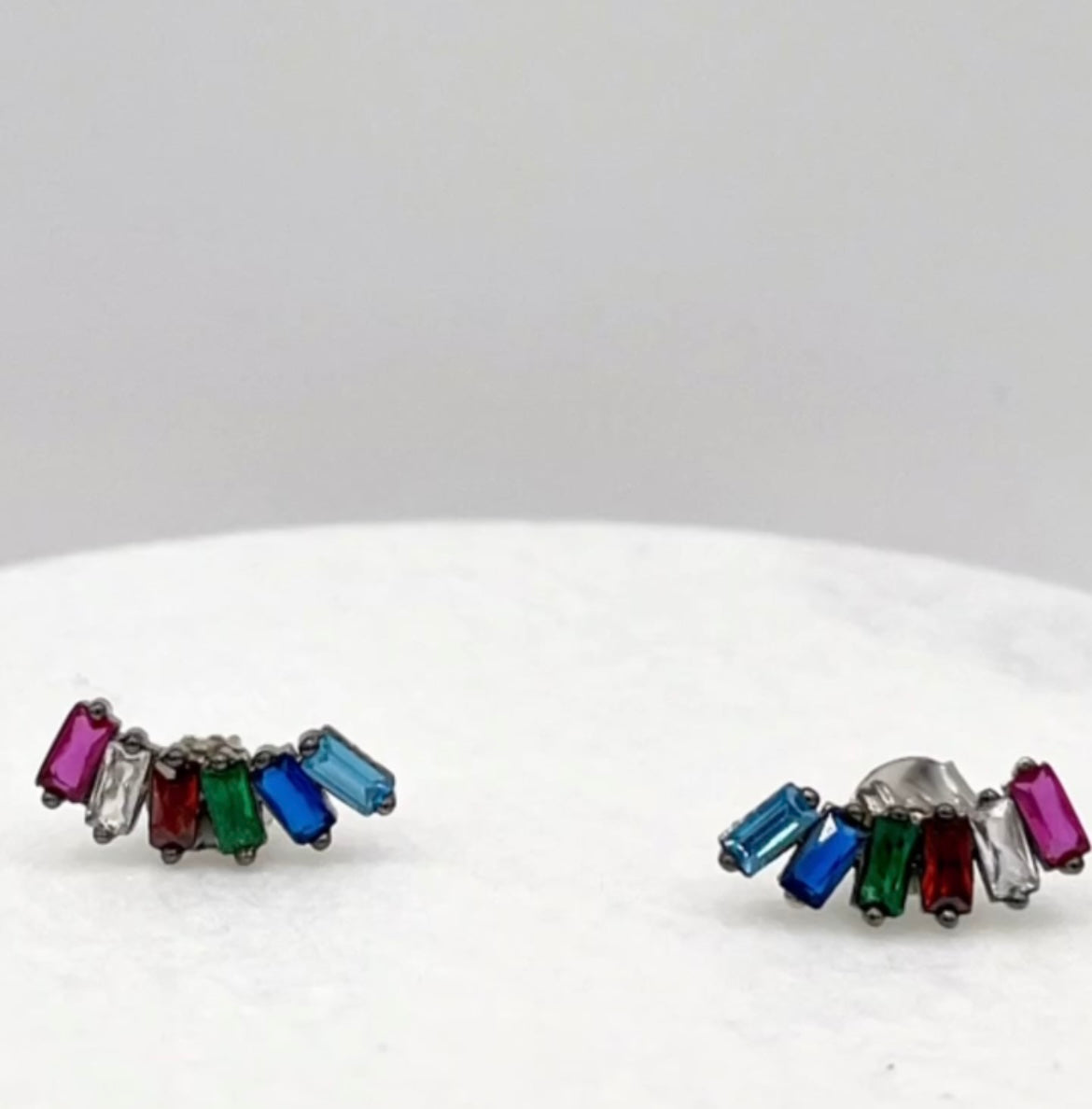 Raindow Baguette Studs