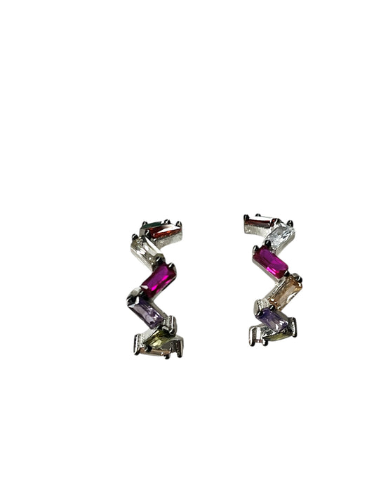 Zigzag Rainbow Hoop Earrings