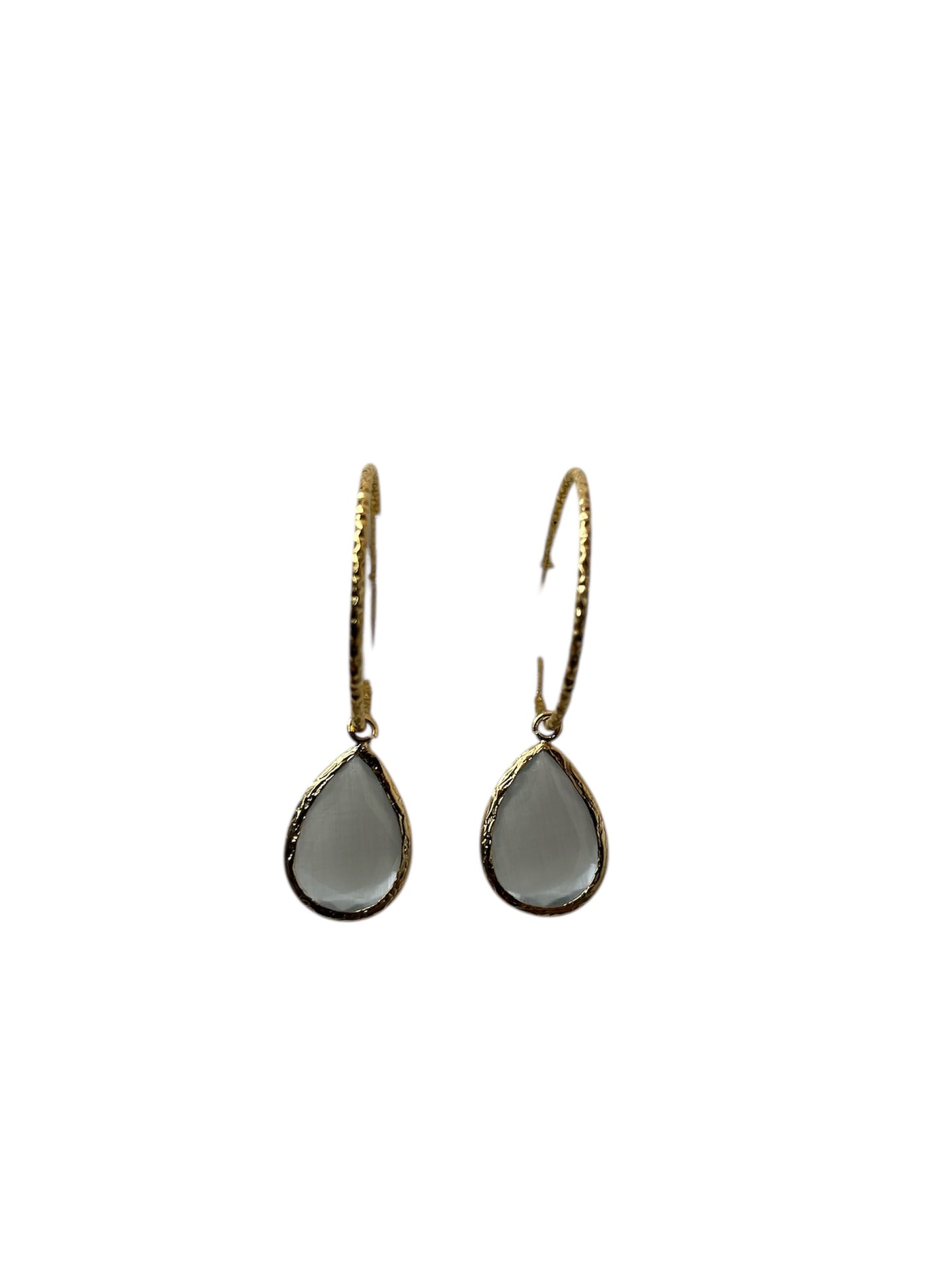 Cats Eye Hammered Hoop Earrings