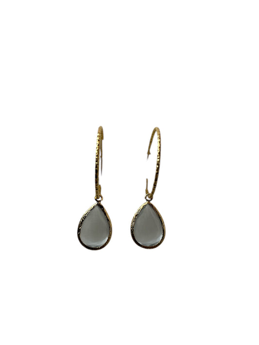 Cats Eye Hammered Hoop Earrings