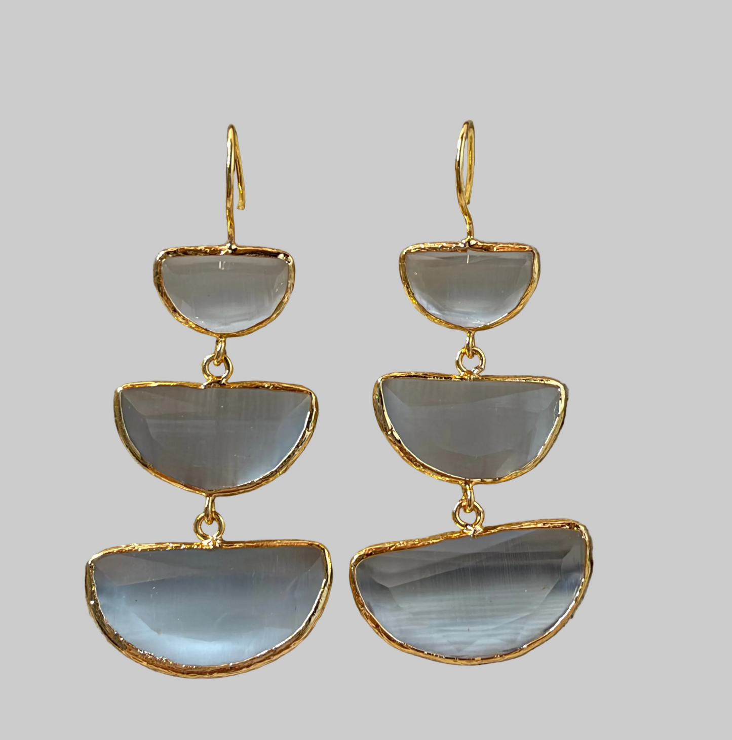 Cats Eye Half Moon Earrings