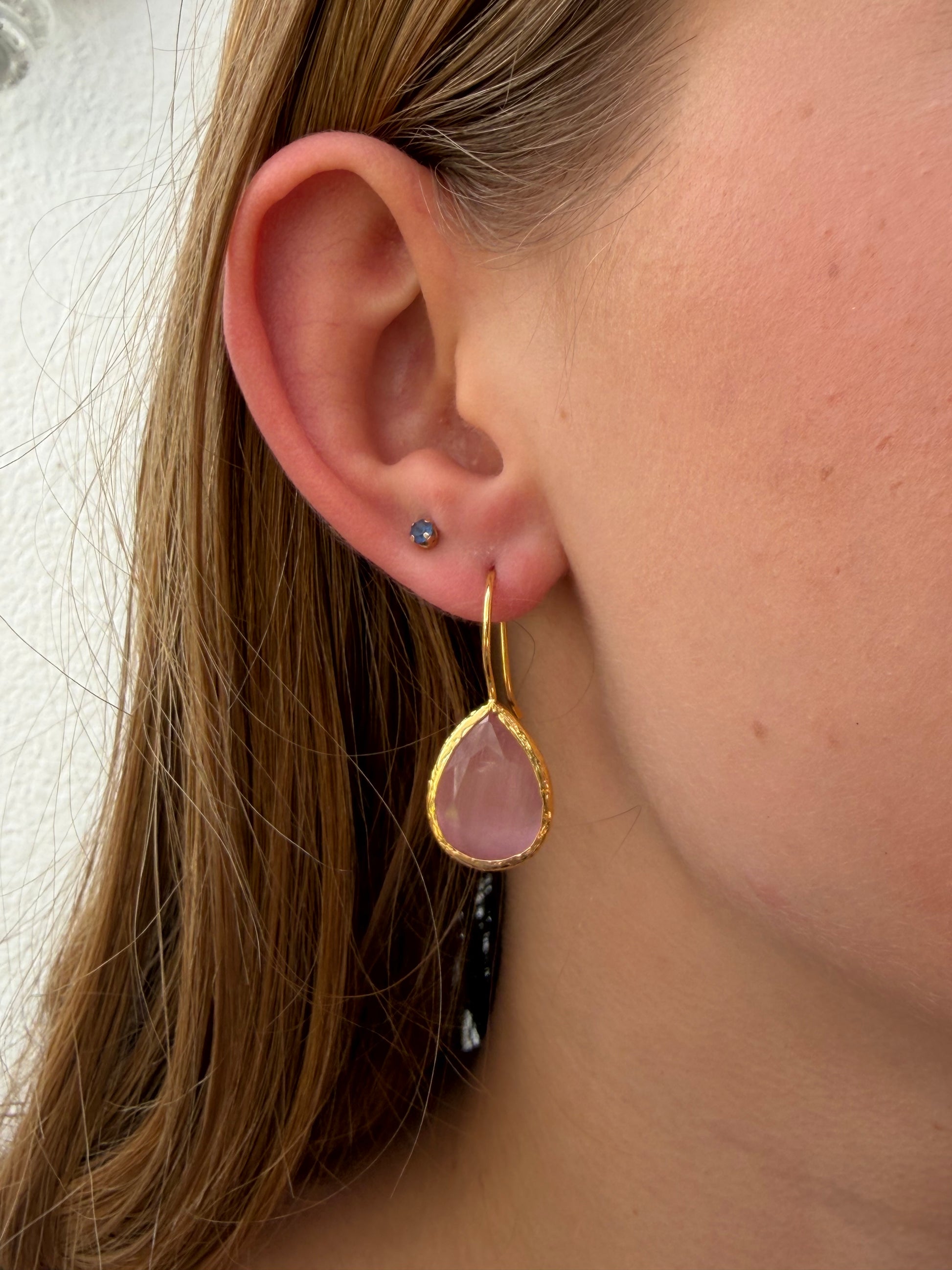 Cats Eye Tear Drop Fishhook Earrings Blossom