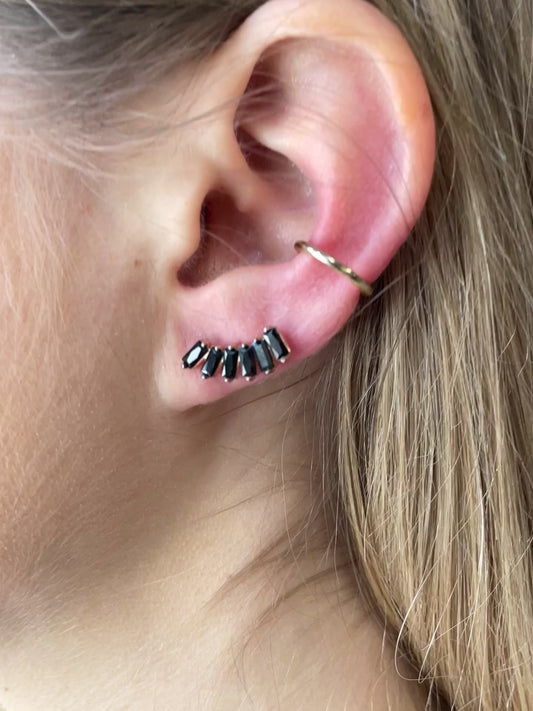 Black Baguette Studs