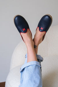 Dark Navy Mules - Women's - Charix Shoes