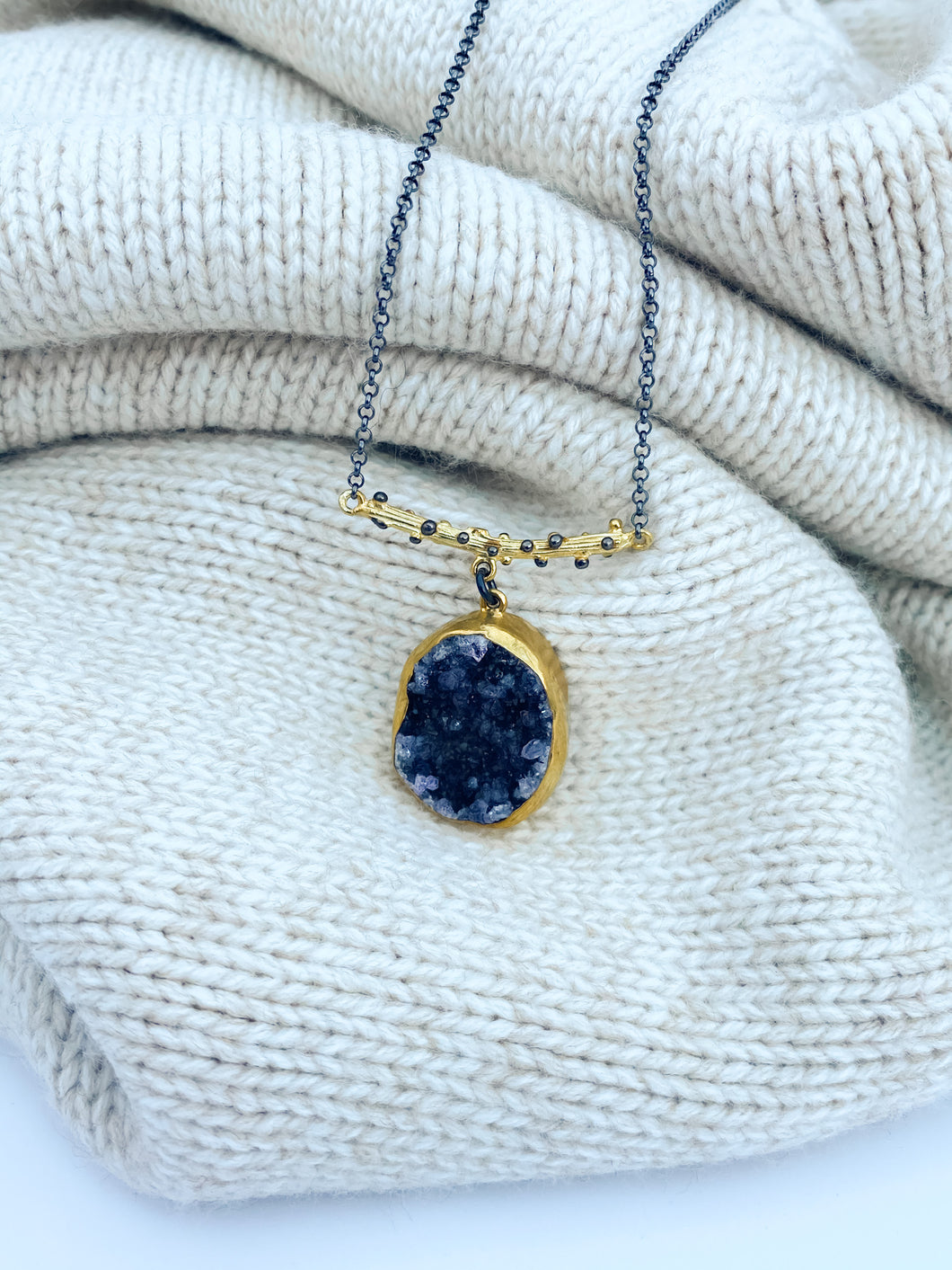 Nora Amethyst Druzy Necklace
