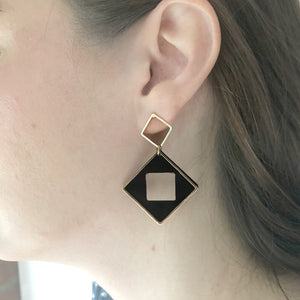 Diamond Square Cut Out Earrings