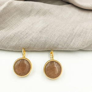 Agate French Clip Drop Earrings