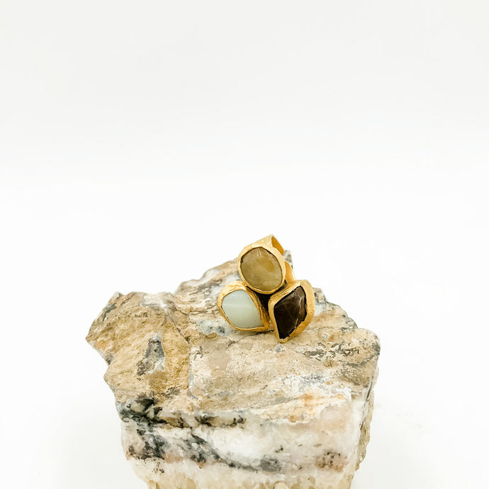 Triple Stone Agate Ring