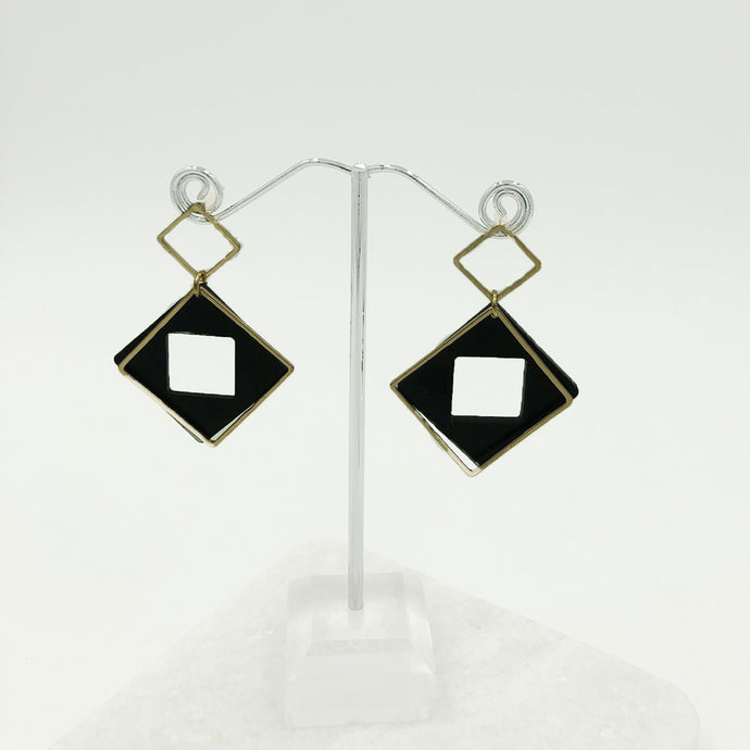 Diamond Square Cut Out Earrings
