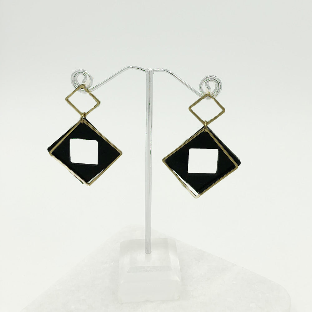 Diamond Square Cut Out Earrings